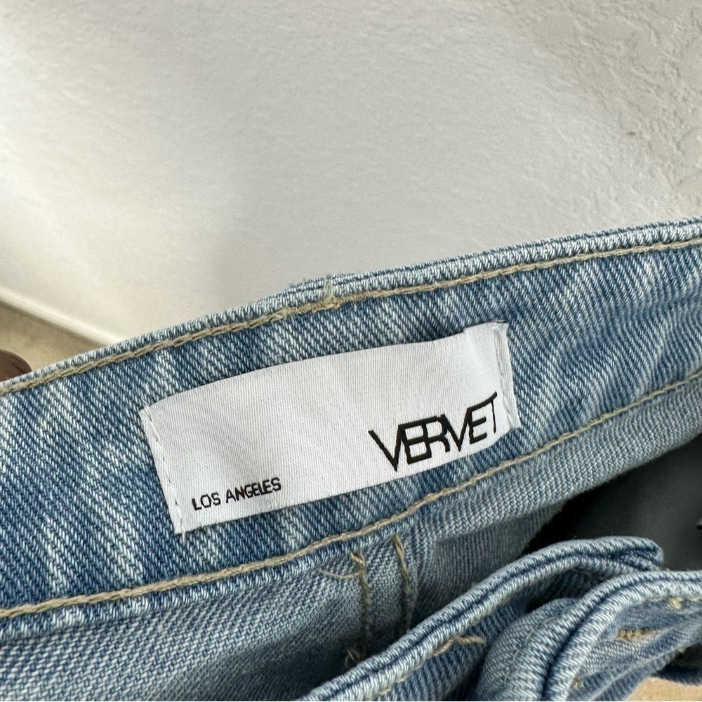 Vervet Womens Drew Distressed High Rise Jeans Sz 28 Cropped Light Wash Cotton - Picture 5 of 5